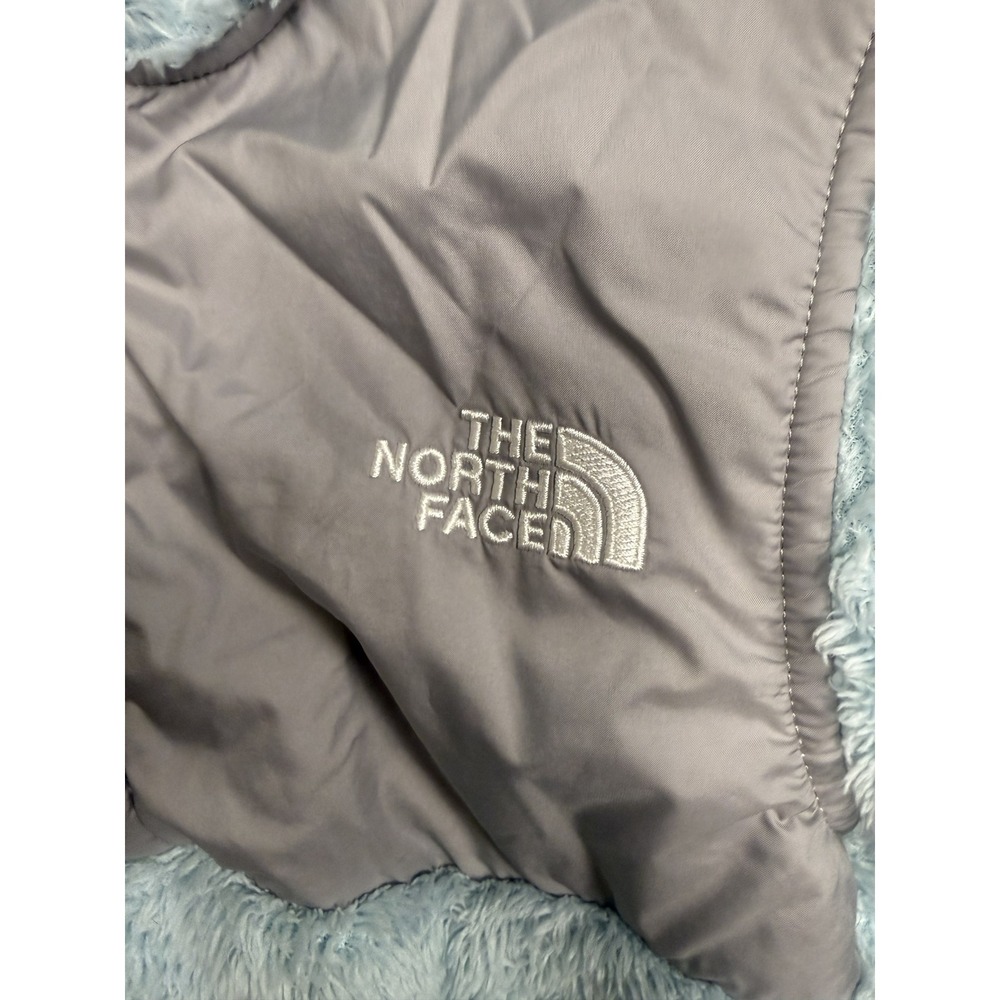 The North Face Kids Osito Fleece Hoodie Blue Grey Snap Pullover Jacket